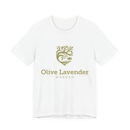 Olive Lavender Garden Tee — Botanical Logo Short Sleeve Shirt