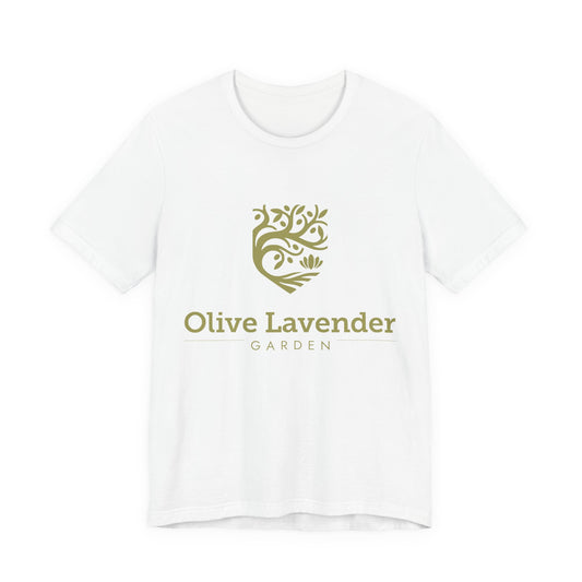 Olive Lavender Garden Tee — Botanical Logo Short Sleeve Shirt