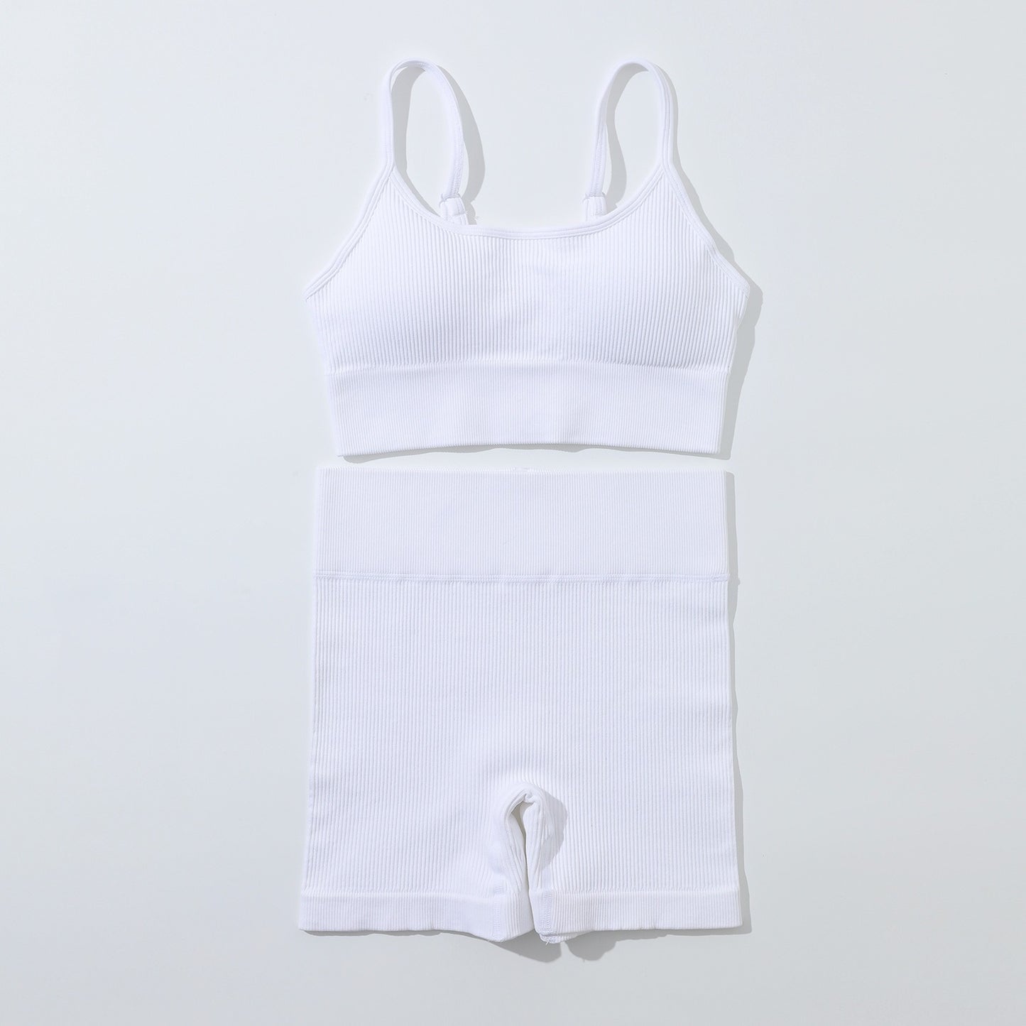 European and American sports trend seamless knitted yoga wear women's suspender bra bra shorts fitness wear set