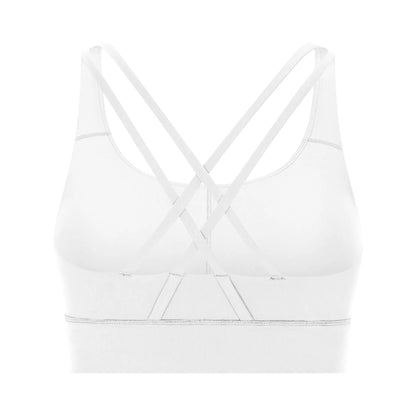 Cross back yoga bra brushed bare high-strength shock-absorbing gathering sports vest for women