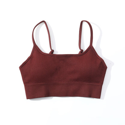 European and American sports trend seamless knitted yoga wear women's suspender bra bra shorts fitness wear set