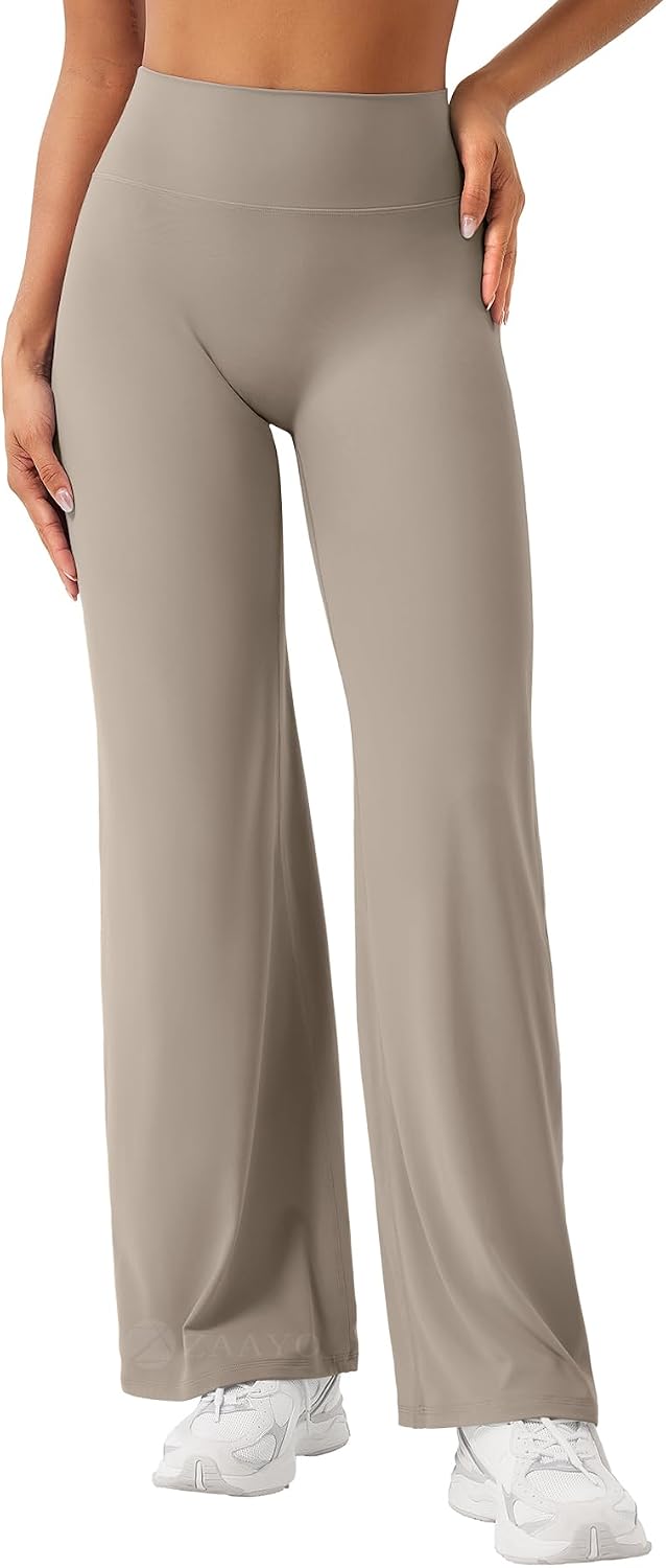 ZAAYO Nahtlose Straight Leggings Damen Hohe Taille Flared Leggings Yoga Hosen Sport Yoga Legging Damen Gym Yoga Pants Schlaghose-Regular/Lang/Extra Lang