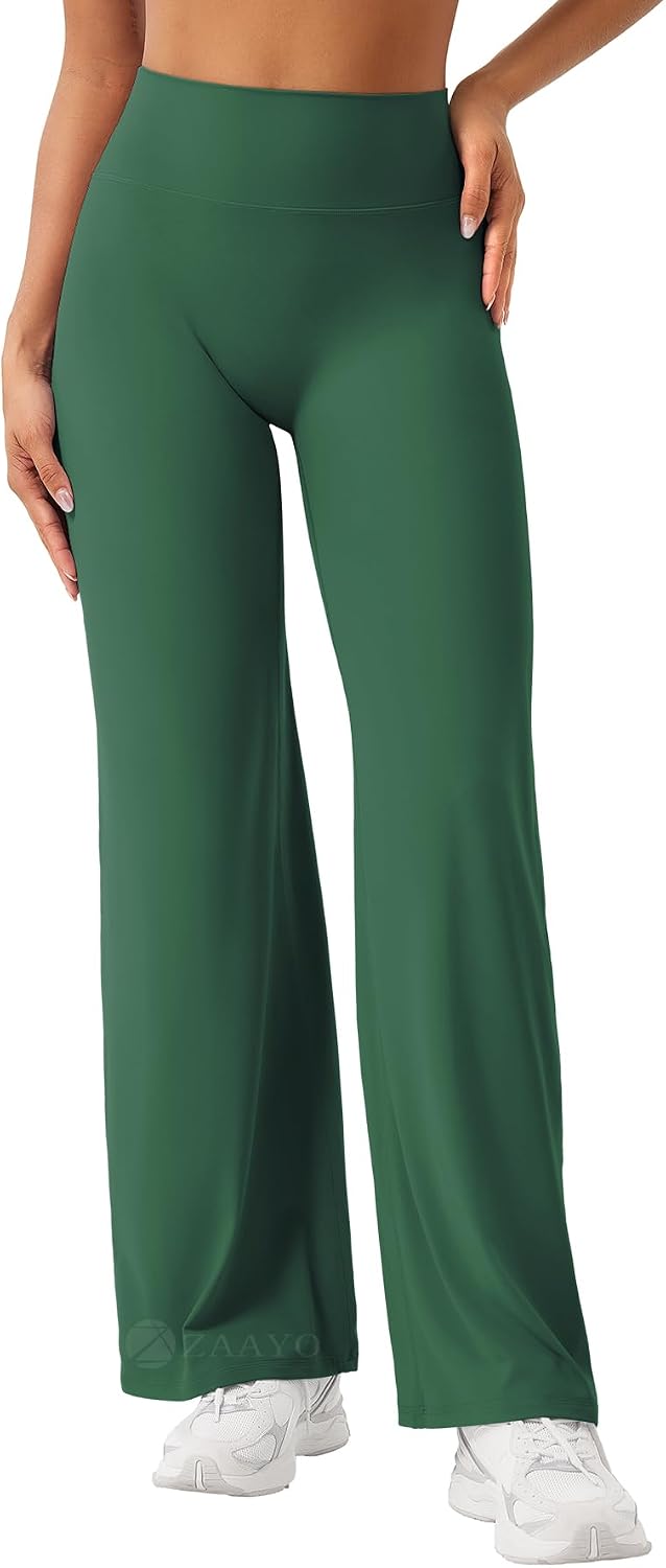 ZAAYO Nahtlose Straight Leggings Damen Hohe Taille Flared Leggings Yoga Hosen Sport Yoga Legging Damen Gym Yoga Pants Schlaghose-Regular/Lang/Extra Lang