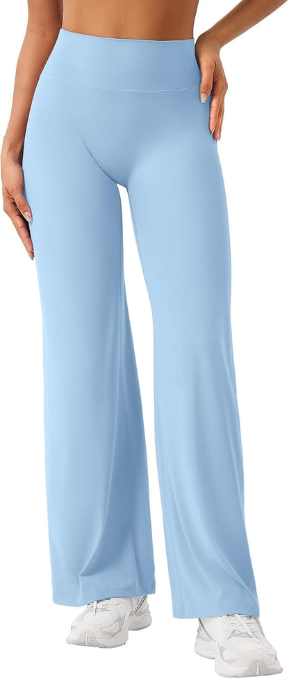 ZAAYO Nahtlose Straight Leggings Damen Hohe Taille Flared Leggings Yoga Hosen Sport Yoga Legging Damen Gym Yoga Pants Schlaghose-Regular/Lang/Extra Lang