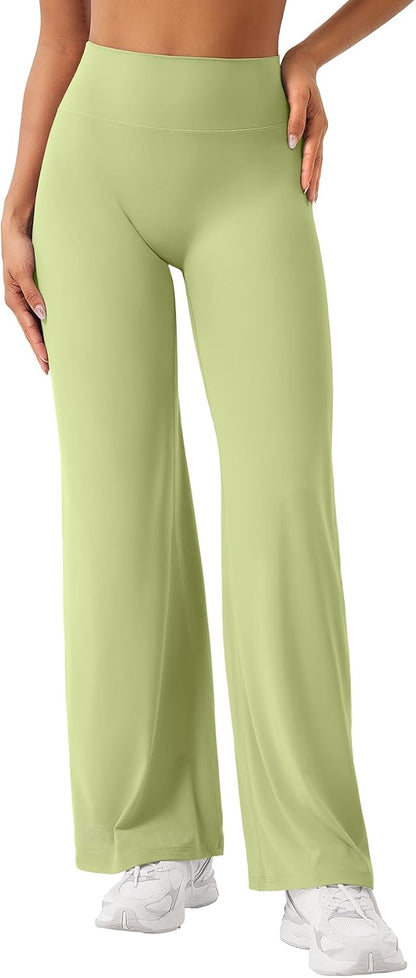 ZAAYO Nahtlose Straight Leggings Damen Hohe Taille Flared Leggings Yoga Hosen Sport Yoga Legging Damen Gym Yoga Pants Schlaghose-Regular/Lang/Extra Lang