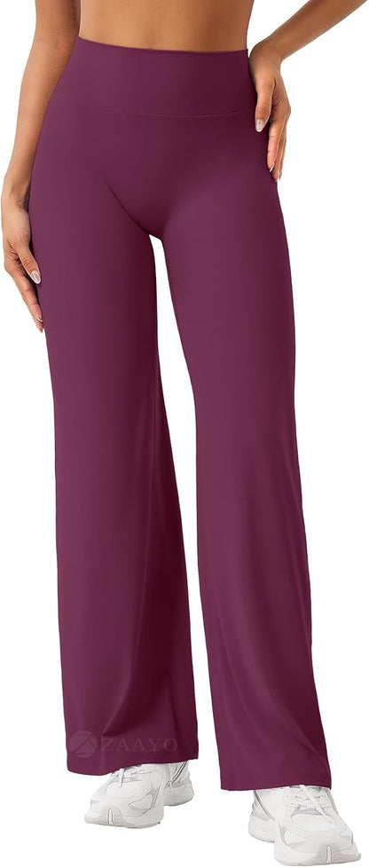 ZAAYO Nahtlose Straight Leggings Damen Hohe Taille Flared Leggings Yoga Hosen Sport Yoga Legging Damen Gym Yoga Pants Schlaghose-Regular/Lang/Extra Lang