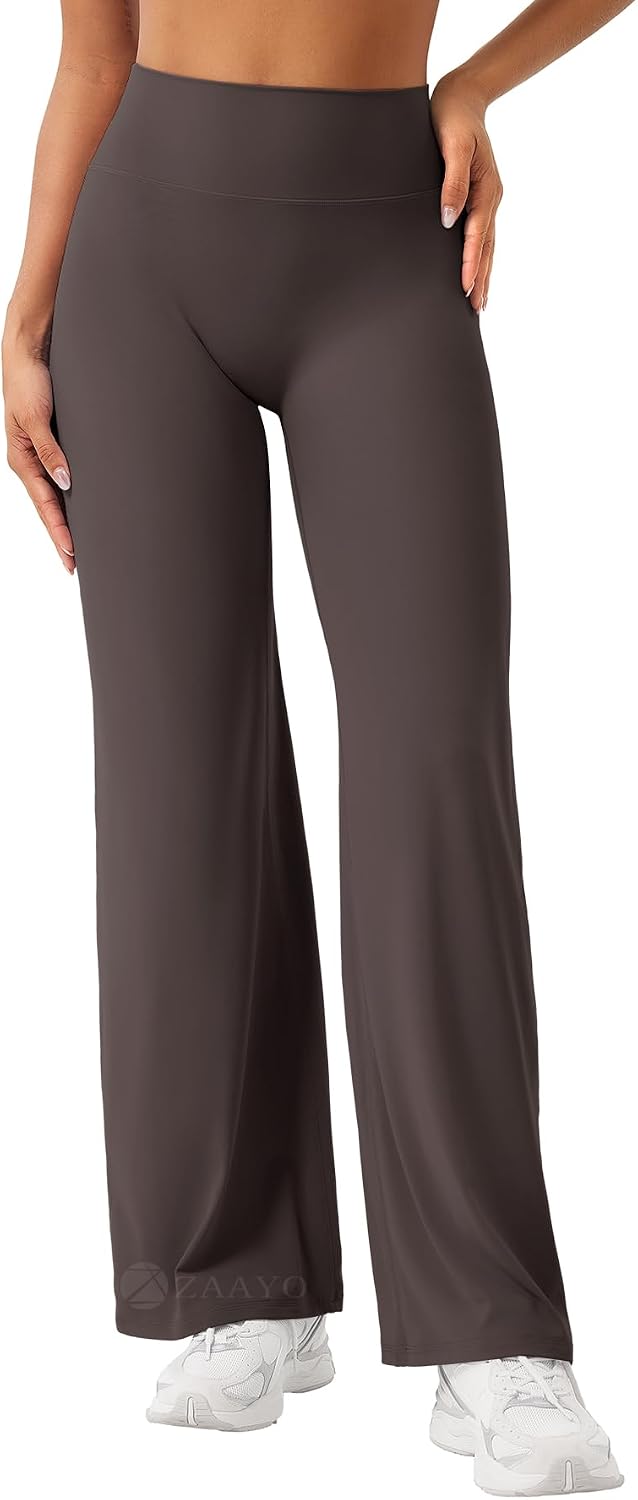 ZAAYO Nahtlose Straight Leggings Damen Hohe Taille Flared Leggings Yoga Hosen Sport Yoga Legging Damen Gym Yoga Pants Schlaghose-Regular/Lang/Extra Lang