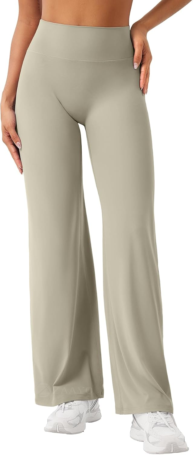ZAAYO Nahtlose Straight Leggings Damen Hohe Taille Flared Leggings Yoga Hosen Sport Yoga Legging Damen Gym Yoga Pants Schlaghose-Regular/Lang/Extra Lang