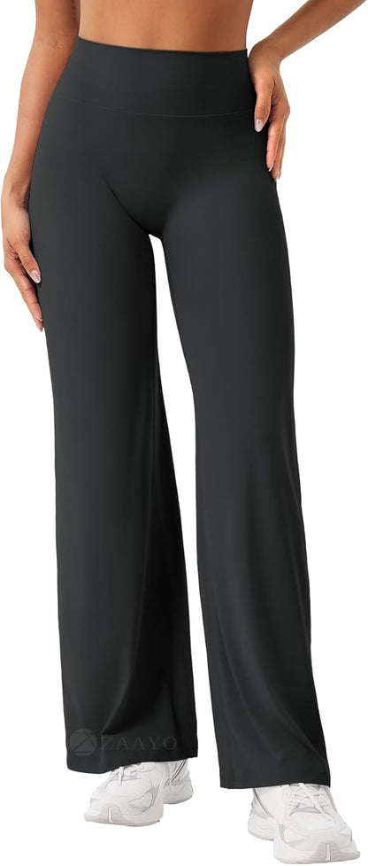 ZAAYO Nahtlose Straight Leggings Damen Hohe Taille Flared Leggings Yoga Hosen Sport Yoga Legging Damen Gym Yoga Pants Schlaghose-Regular/Lang/Extra Lang