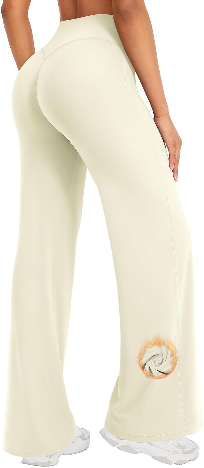 ZAAYO Nahtlose Straight Leggings Damen Hohe Taille Flared Leggings Yoga Hosen Sport Yoga Legging Damen Gym Yoga Pants Schlaghose-Regular/Lang/Extra Lang