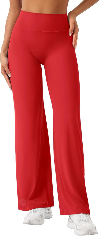 ZAAYO Nahtlose Straight Leggings Damen Hohe Taille Flared Leggings Yoga Hosen Sport Yoga Legging Damen Gym Yoga Pants Schlaghose-Regular/Lang/Extra Lang