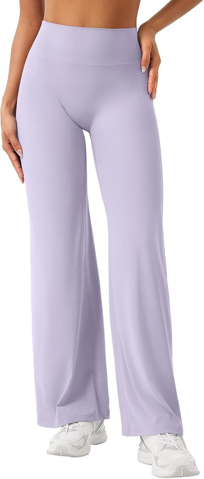 ZAAYO Nahtlose Straight Leggings Damen Hohe Taille Flared Leggings Yoga Hosen Sport Yoga Legging Damen Gym Yoga Pants Schlaghose-Regular/Lang/Extra Lang