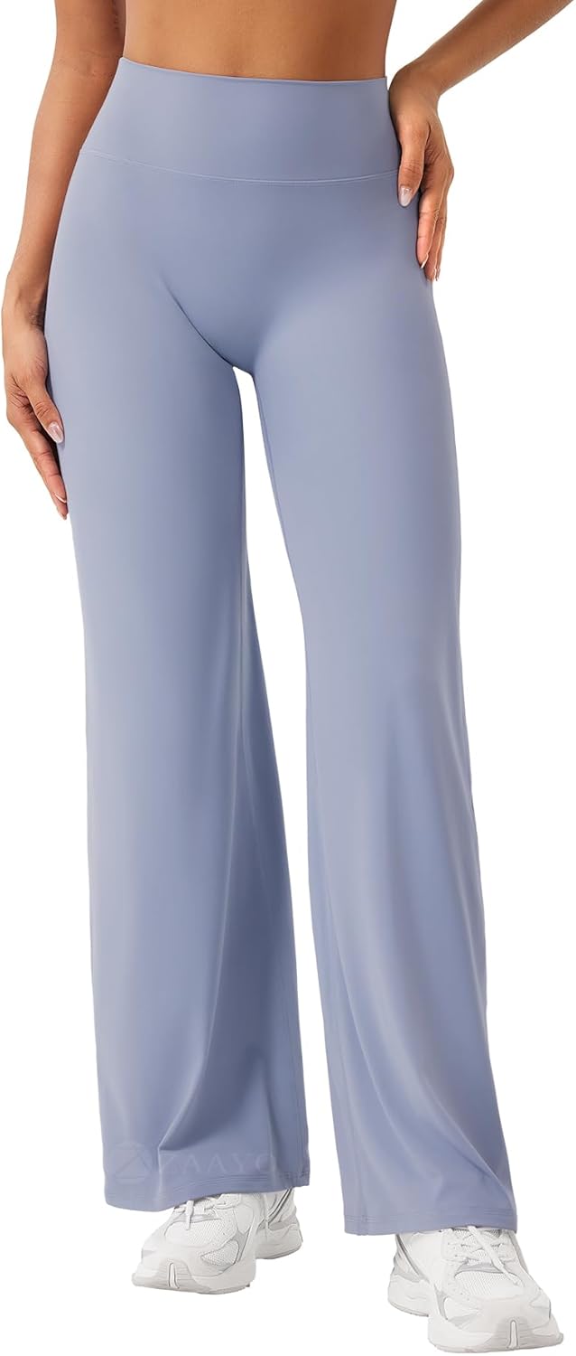 ZAAYO Nahtlose Straight Leggings Damen Hohe Taille Flared Leggings Yoga Hosen Sport Yoga Legging Damen Gym Yoga Pants Schlaghose-Regular/Lang/Extra Lang