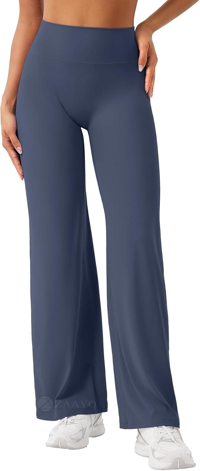 ZAAYO Nahtlose Straight Leggings Damen Hohe Taille Flared Leggings Yoga Hosen Sport Yoga Legging Damen Gym Yoga Pants Schlaghose-Regular/Lang/Extra Lang