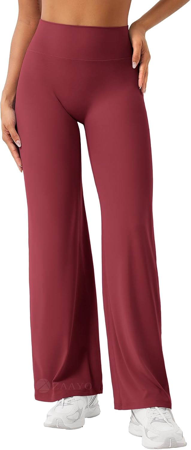 ZAAYO Nahtlose Straight Leggings Damen Hohe Taille Flared Leggings Yoga Hosen Sport Yoga Legging Damen Gym Yoga Pants Schlaghose-Regular/Lang/Extra Lang