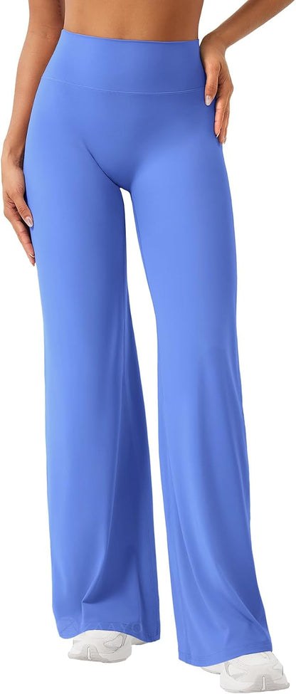 ZAAYO Nahtlose Straight Leggings Damen Hohe Taille Flared Leggings Yoga Hosen Sport Yoga Legging Damen Gym Yoga Pants Schlaghose-Regular/Lang/Extra Lang