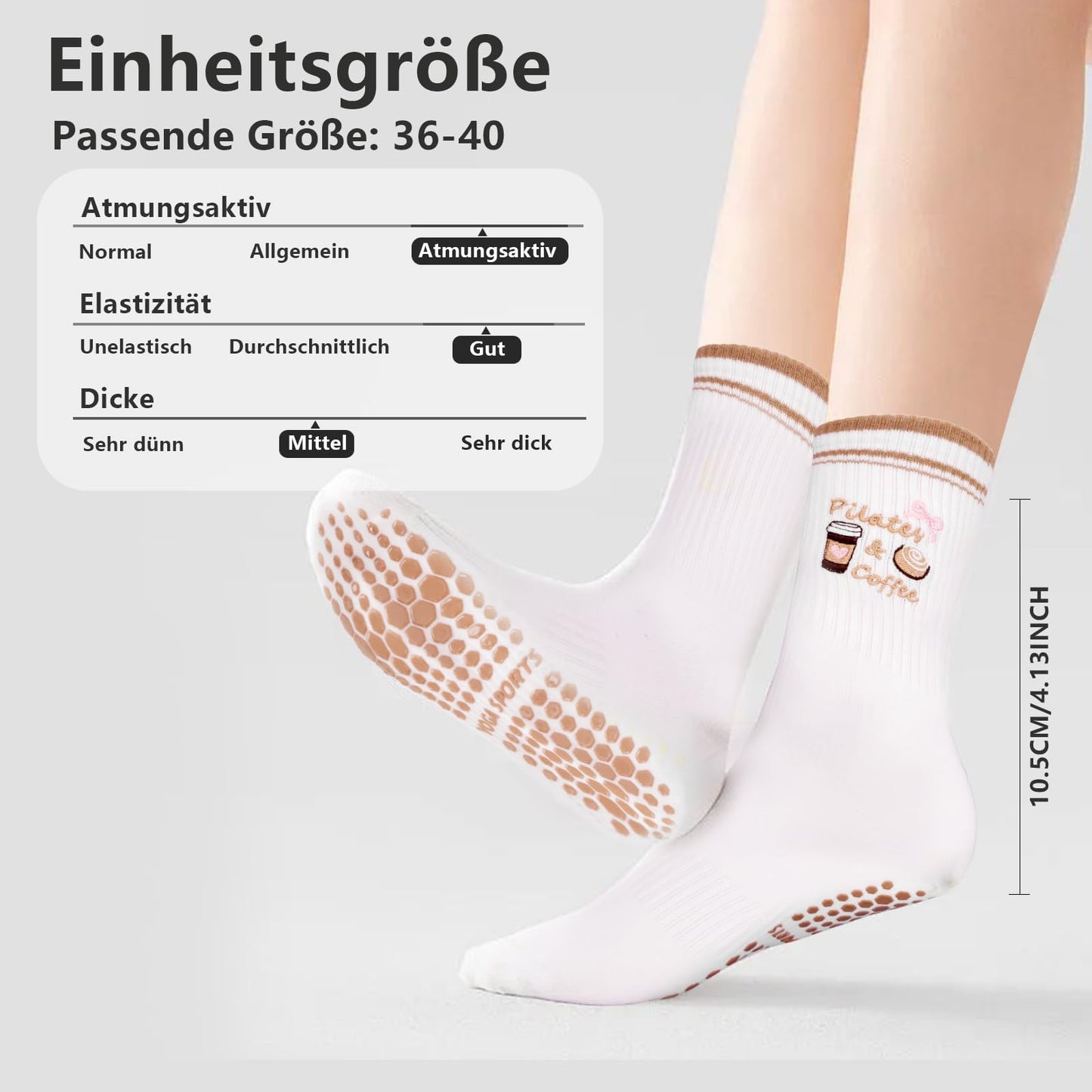 Kaempe Pilates Socken, Rutschfeste Socken Damen Mit Noppen, 3 Paar Stoppersocken Damen, Yoga Socken Mit Süßen Mustern, Antirutschsocken, Sportsocken Für Yoga, Ballett, Fitness