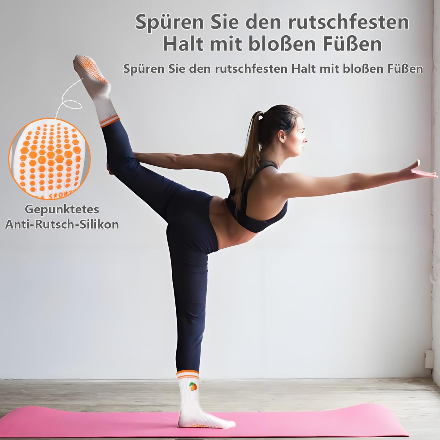 Kaempe Pilates Socken, Rutschfeste Socken Damen Mit Noppen, 3 Paar Stoppersocken Damen, Yoga Socken Mit Süßen Mustern, Antirutschsocken, Sportsocken Für Yoga, Ballett, Fitness