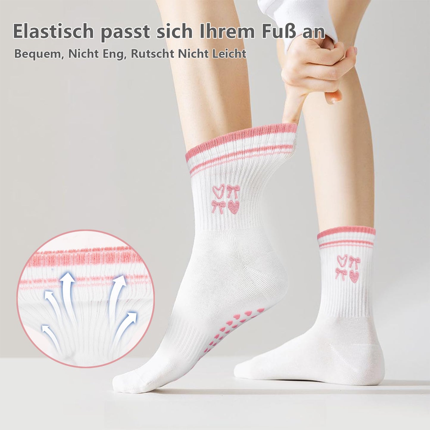 Kaempe Pilates Socken, Rutschfeste Socken Damen Mit Noppen, 3 Paar Stoppersocken Damen, Yoga Socken Mit Süßen Mustern, Antirutschsocken, Sportsocken Für Yoga, Ballett, Fitness