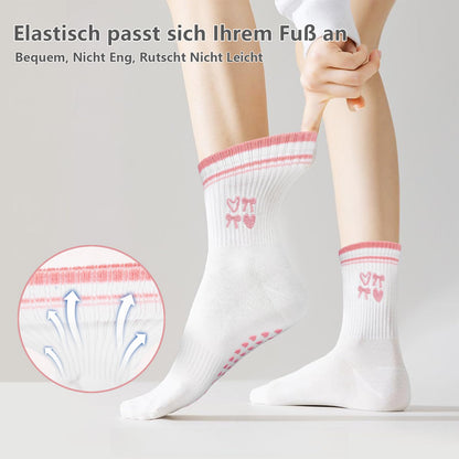 Kaempe Pilates Socken, Rutschfeste Socken Damen Mit Noppen, 3 Paar Stoppersocken Damen, Yoga Socken Mit Süßen Mustern, Antirutschsocken, Sportsocken Für Yoga, Ballett, Fitness