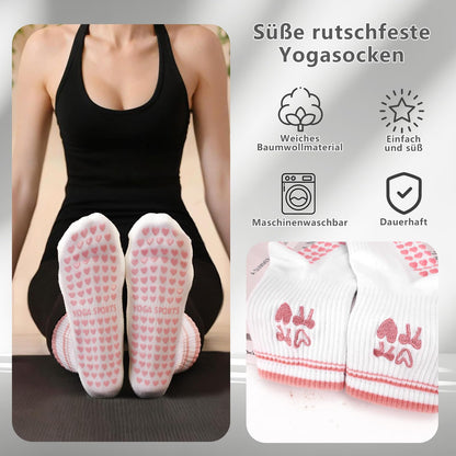Kaempe Pilates Socken, Rutschfeste Socken Damen Mit Noppen, 3 Paar Stoppersocken Damen, Yoga Socken Mit Süßen Mustern, Antirutschsocken, Sportsocken Für Yoga, Ballett, Fitness