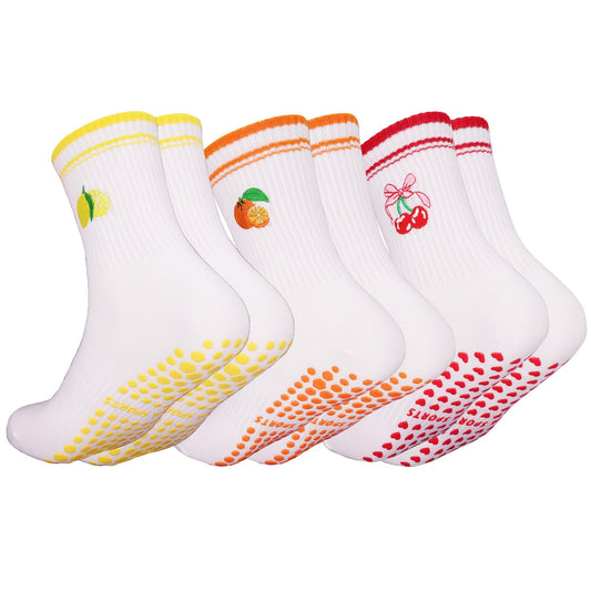 Kaempe Pilates Socken, Rutschfeste Socken Damen Mit Noppen, 3 Paar Stoppersocken Damen, Yoga Socken Mit Süßen Mustern, Antirutschsocken, Sportsocken Für Yoga, Ballett, Fitness