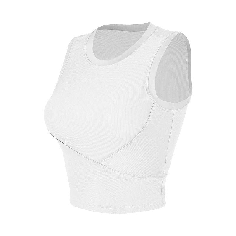 Rib Running Sports Tank Top Women's Summer Chest Cushion Yoga Dress Top Sleeveless Back Fitness Bra