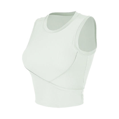 Rib Running Sports Tank Top Women's Summer Chest Cushion Yoga Dress Top Sleeveless Back Fitness Bra