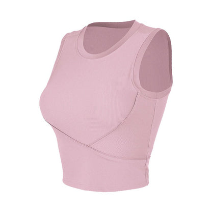 Rib Running Sports Tank Top Women's Summer Chest Cushion Yoga Dress Top Sleeveless Back Fitness Bra