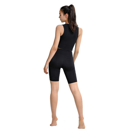 Rib Running Sports Tank Top Women's Summer Chest Cushion Yoga Dress Top Sleeveless Back Fitness Bra